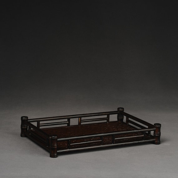 Handmade Japanese Bamboo Tea Tray-Woven Flower Vessel,Basket,gift,Christmas,Garden Decoration,Kitchen,Teatable