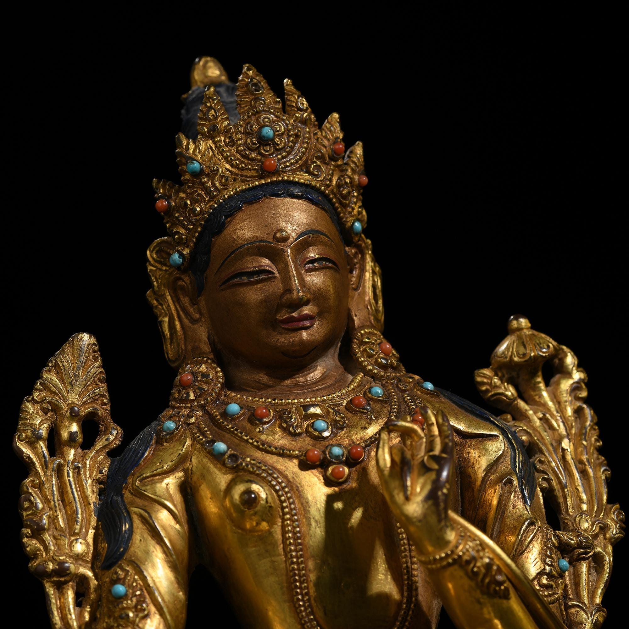 黄金仏像/チベット金銅仏像/仏教美術/ネパール/瞑想/ブロンズ彫刻 