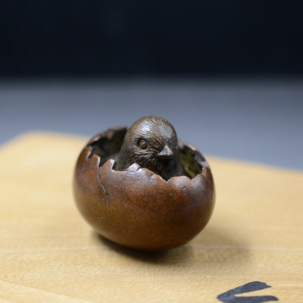 Sculpture japonaise d’oiseaux en bronze Meiji / Décoration de la maison / Décoration artistique / Anniversaire / Cadeau / Mémorial de la famille / Cadeau du père et de la mère