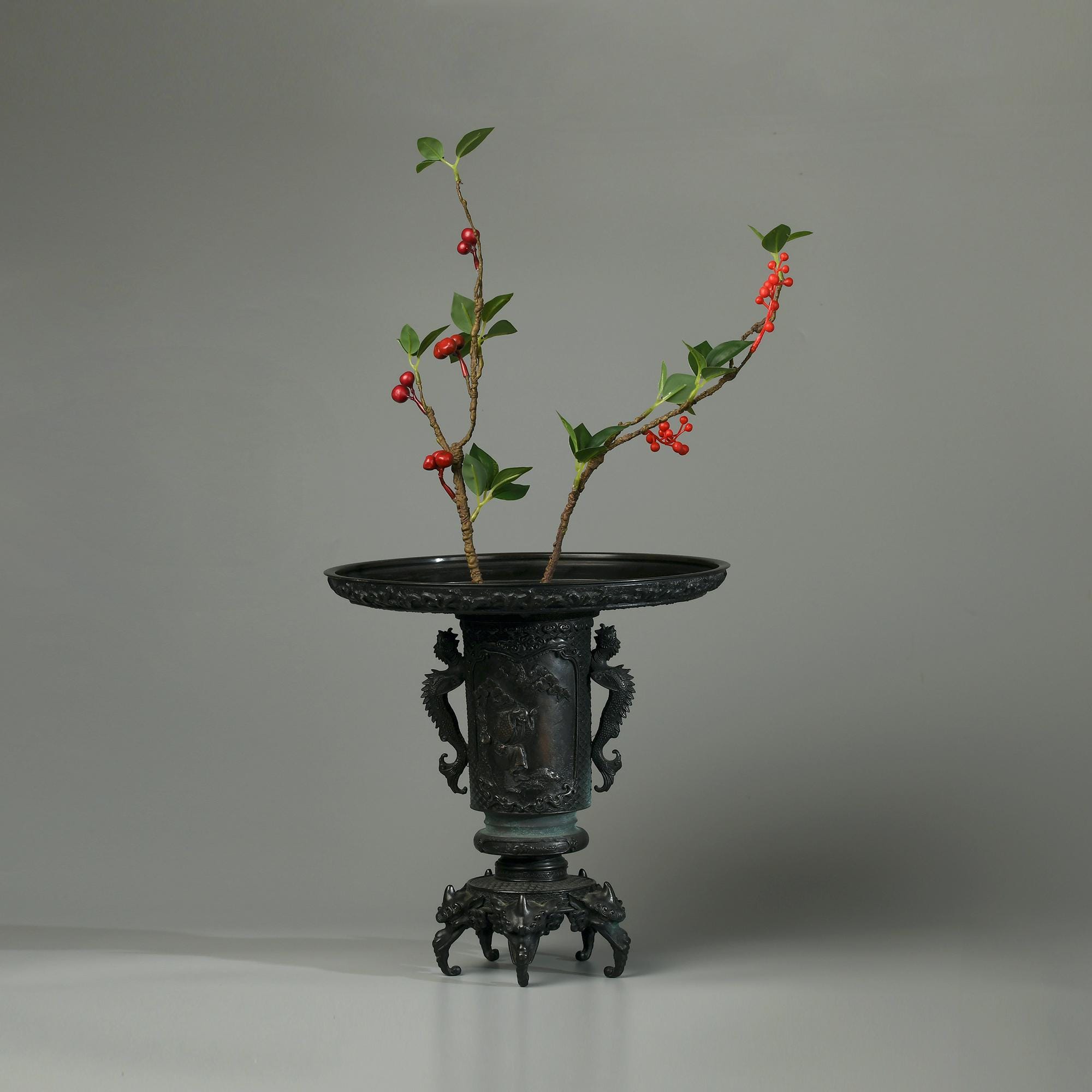 Japanese Meiji Period Bronze Usubata Vase ,ikebana Vase,ikebana