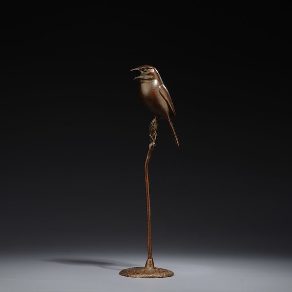 Japanese Bronze Bird Sculpture/tea Art/japanese Art/decorative Etsy