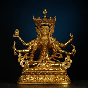 Tibetan Bronze Buddha Statue(32x28x17 cm)-Himalayan Art,Christmas,yard decoration,meditation,religion,gift