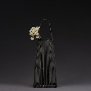 日本の竹製花かご、花器、茶盆 - 茶道、茶器、竹編み花かご - 古代の竹編み、かご、日本の芸術