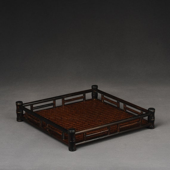 Handmade Japanese Bamboo Tea Tray:Square Woven Flower Vessel,Bamboo Flower Basket,Flower Vessel,Tea Ceremony,Tea Set,gift,kitchen decoration