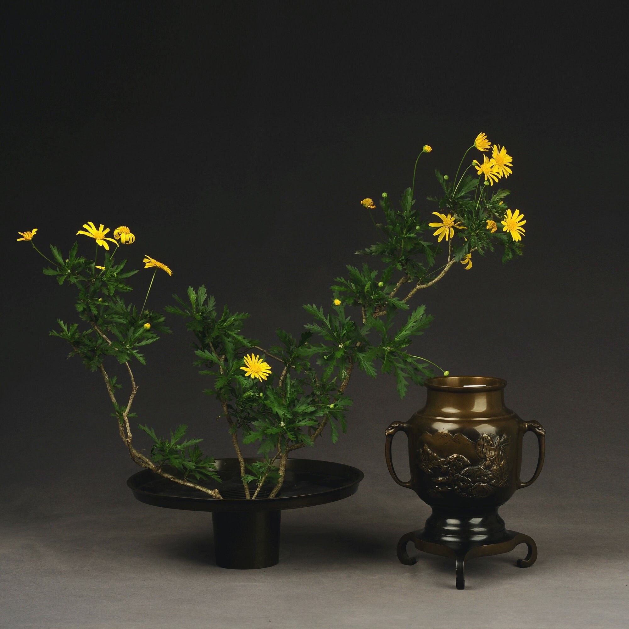 Japanese Meiji Period Bronze Usubata Vase ,ikebana Vase