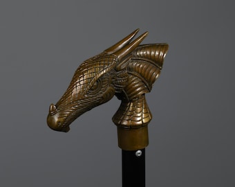 Mango de dragón volador de bronce: pomo de palanca de cambios de coche, bastón, empuñadura de espada, calavera de bronce, Navidad, regalos