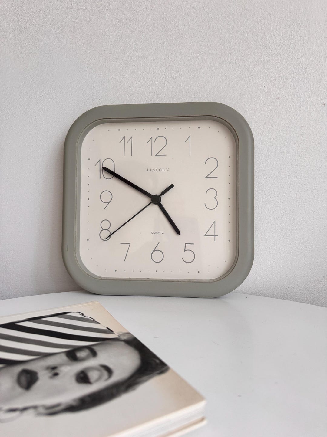 Vintage 90s Minimalist Grey Wall Clock by Lincoln - Etsy