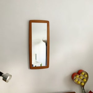 Vintage 1960s Teak Vintage Mid Century Modern , Long Minimalist Modernist Wall Mirror
