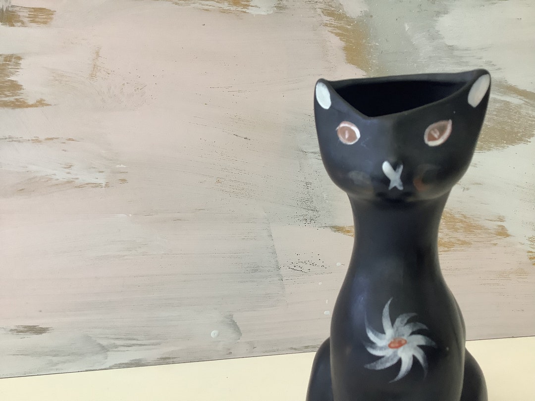 MCM 50s Rare Arthur Wood Vintage Black Cat Vase Jug Etsy