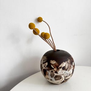 Vintage 1970s Raku Ikebana Bud Vase, Studio Pottery Hand Painted, Bohemian, Wabi Sabi