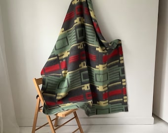 Vintage 60s Wool Bright Geometric Camper-van Blanket