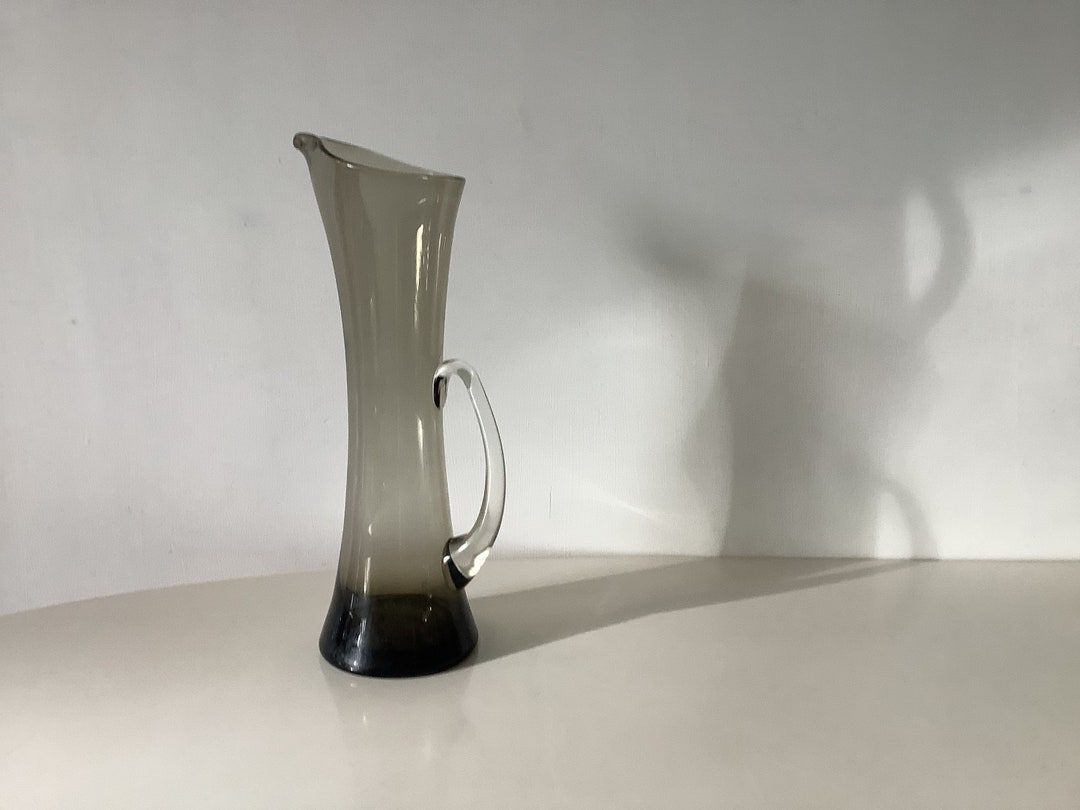 Vintage 50s 60s Krosno Jug Mid Century Smoked Glass Water Etsy