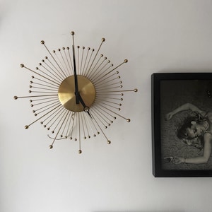 Baume and Co.London Atomic Sun Starburst Brass Wall Clock 60s