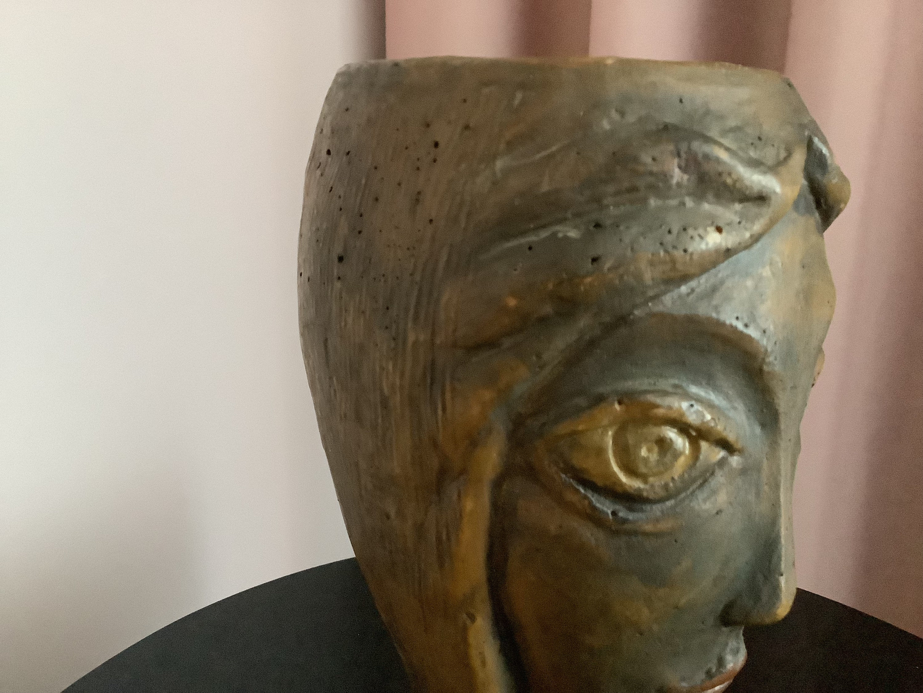 Mid Century Face Vase Bust Brown Glaze Ceramic Vase 1950s Etsy