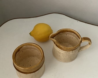 Vintage Studio Pottery Sugar Bowl and Creamer