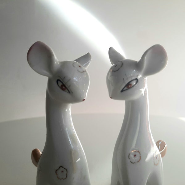 Vintage Pair of Deer, Ceramic Kitsch Bambi Figurines