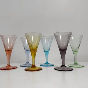 Vintage Rainbow Fluted Aperitif Shot Glasses Six