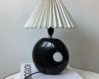 Post Modern Table Lamp with Pleated Paper  Shade, Vintage Biomorphic Lamp, Abstract Aesthetic