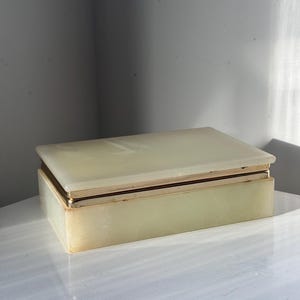 Scatola per sigarette in ottone e onice vintage / portaoggetti