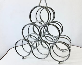 Vintage 90s Chrome Spiral Coiled Sculptural Bottle Rack