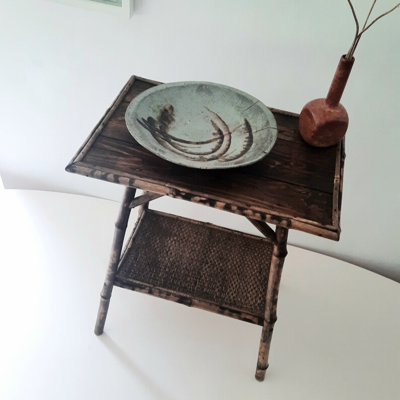 Antique Victorian Tiger Bamboo Tall Side Table Plant Stand Etsy