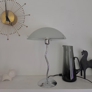 Vintage 1980s Chrome Squiggle Wiggle Mushroom Lamp, Post Modern, BHS