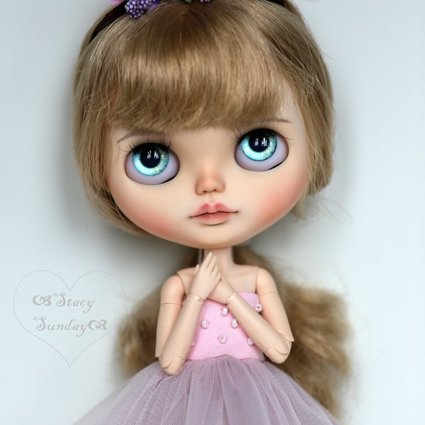 OOAK custom Blythe doll - Claire, custom Takara Blythe girl with handmade Blythe outfit