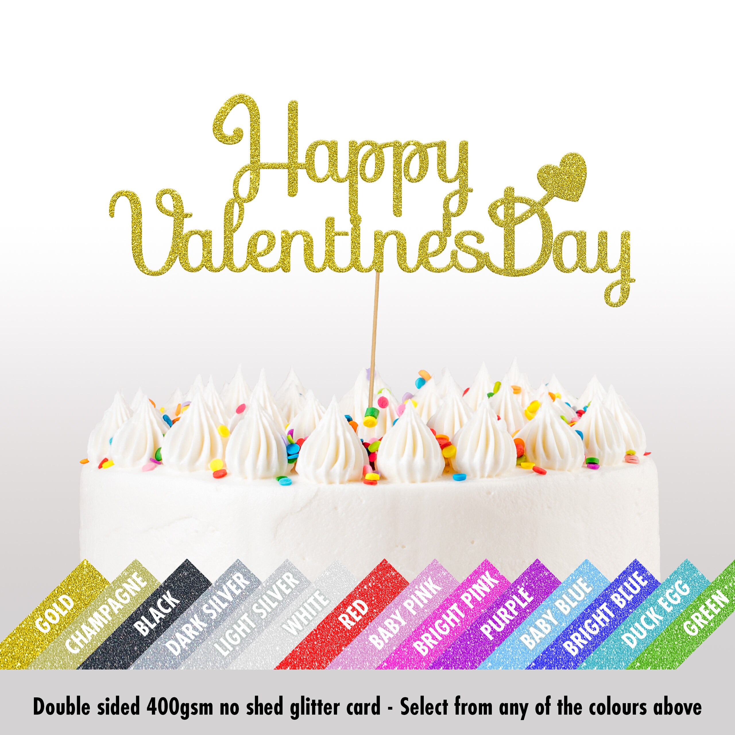 Cakeshop Cute Happy Valentines Day Glitter Cake Topper | Etsy