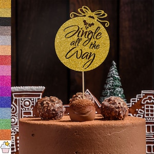 Jingle All The Way Christmas Bauble Glitter Cake Topper Decoration By Cakeshop / Carta glitterata a doppia faccia da 400 gsm / Scelta di 14 colori
