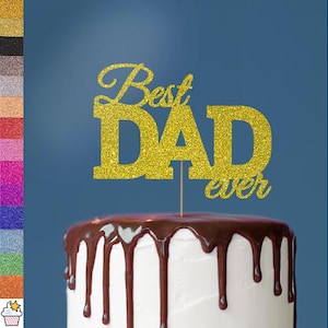 El mejor papá de todos los felices días del padre papá papá Glitter Cake Topper Decoración / Tarjeta glitter de doble cara / Elección de 14 hermosos colores