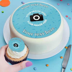Cakeshop Personalised Edible Cake & Cupcake Toppers | Your Image and Text | Multiple Shapes and Sizes | Icing and Wafer Paper Options image 3