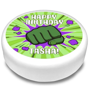 Cakeshop Personalised Edible Cake & Cupcake Toppers Comic Book Fist | Your Name | Multiple Shapes and Sizes | Icing/Wafer Paper Options