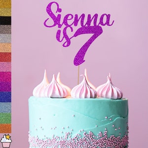 Cakeshop pour gâteau d'anniversaire personnalisé avec paillettes | Décoration de gâteau en cartes scintillantes recto-verso pour tous les noms et tous les âges