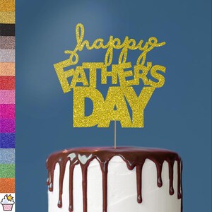 Feliz Día del Padre Papá Papá Glitter Cake Topper Decoración By Cakeshop / Tarjeta glitter de 400gsm de doble cara / Elección de 14 hermosos colores