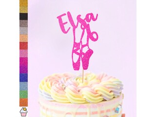 6 Decorazioni Glitterate Per Cupcake – Personalizzate Con Scritta Happy Birthday, Fatte A Mano, Oro