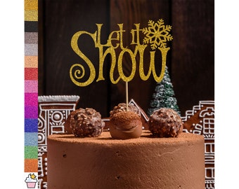 Let It Snow Weihnachten Schneeflocke Glitzer Cake Topper Dekoration von Cakeshop | Doppelseitige Glitzerkarte | 14 Festliche Farben zur Auswahl