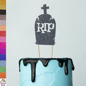 RIP Halloween Double-sided Glitter Cake Topper Decoration By Cakeshop / Scegli tra 14 colori personalizzati / Lapide spaventosa, inquietante, spettrale