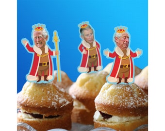 3 FOR 2* 24 x PRE-CUT Funny King Charles's Face Coronation Edible Cake or Cupcake Topper Decoration by Cakeshop | Premium Wafer Paper