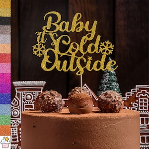 Baby Es ist kalt draußen Weihnachten Glitzer Cake Topper Dekoration von Cakeshop | Doppelseitige Glitzerkarte | Auswahl von 14 wunderschönen Farben