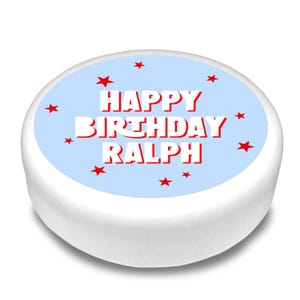 Cakeshop Personalised l Edible Cake & Cupcake Toppers | Your Text | Multiple Shapes and Sizes | Icing and Wafer Paper Options