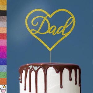 Día del Padre Papá Amor Corazón Papá Glitter Cake Topper Decoración / Tarjeta Glitter de Doble Cara / Elección de 14 Hermosos Colores / Regalos Para Papá
