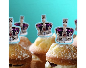3 FOR 2* 32 x PRE-CUT King Charles Royal Crown Coronation Edible Cake Cupcake Topper Decoration by Cakeshop | Premium Wafer Paper