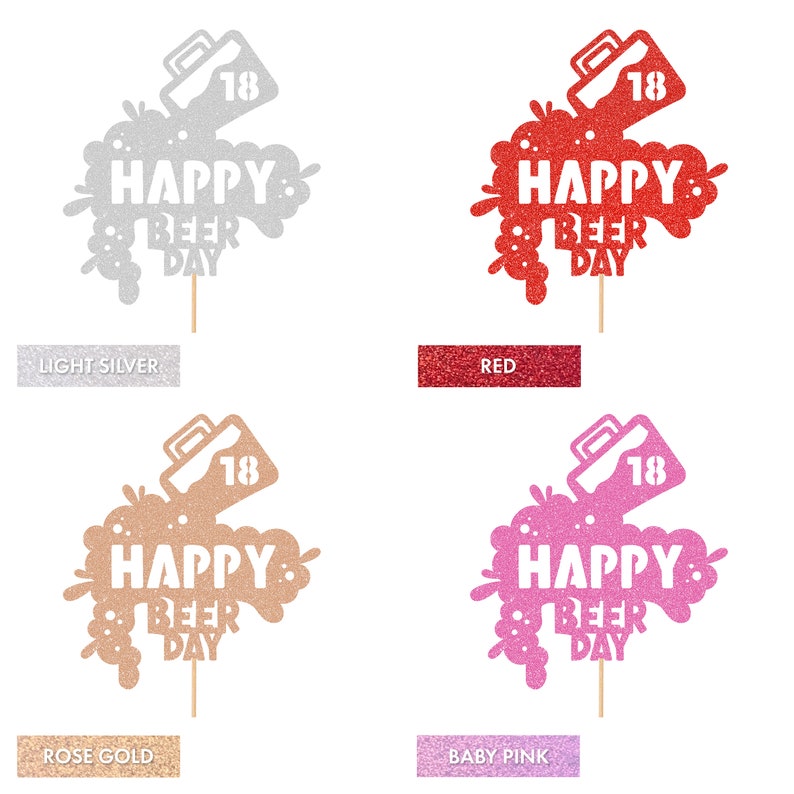 Topper Beer Cakeshop Personalised Happy Beer Day Funny Birthday Glitter Cake Topper ...