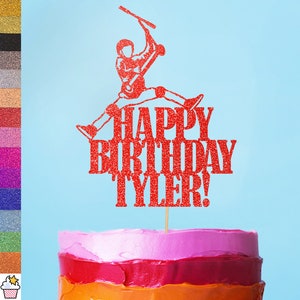 Cakeshop Personalisierte No Footer Stunt Scooter alles Gute zum Geburtstag Glitter Cake Topper mit Streuseln | Benutzerdefinierte Farbe Jeder Name Kuchendekoration
