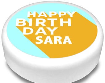 Cakeshop Personalised Birthday Text Edible Cake & Cupcake Toppers | Your Text | Multiple Shapes and Sizes | Icing and Wafer Paper Options