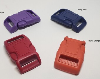 1" Curved Buckles, Curved Side Squeeze Buckle, Colored Quick Release Buckle, Contoured Buckle, Dog Collar Buckles, Contoured Quick Release