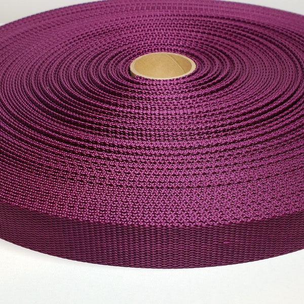 5/8" Burgundy Nylon Webbing, Burgundy Webbing, 16mm Webbing, Nylon Webbing, Purse Strapping, Belting, Pet Product Webbing