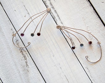 Vintage Sterling Silver Shooting Star Earrings with multiple  birth stones.