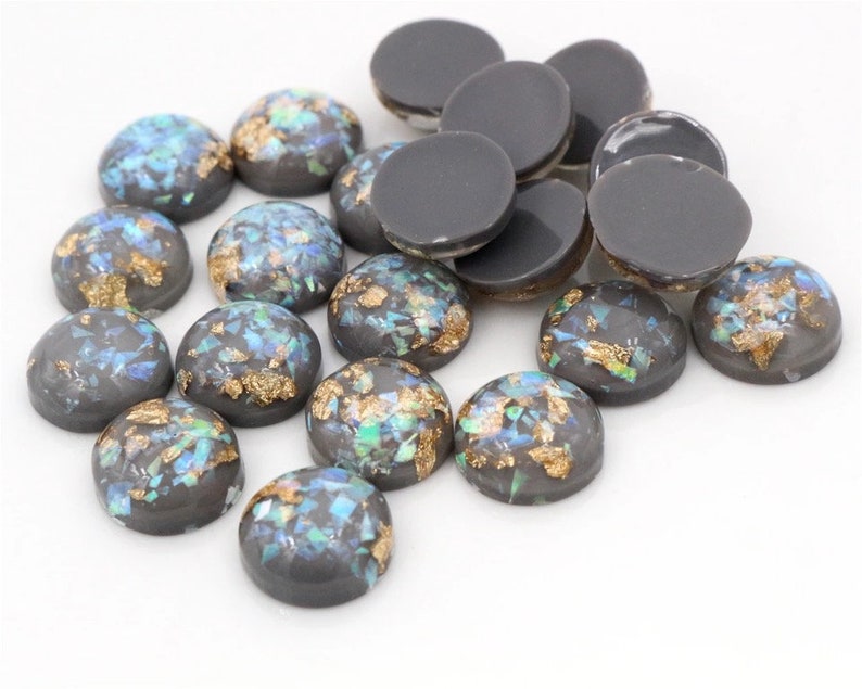 wholesale beads earring findings no hole jewelry making kit cute stones grey cabs cabochons supply 40 PCS 12 mm flakes cabochon