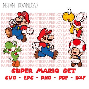 Super Mario Set - SVG - EPS- DXF- Png - Pdf. Silhouette. Cricut. Cut File. Digital  - Super Mario Set, Mario, Yoshi, Toad, Koopa.